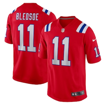 mens nike drew bledsoe red new england patriots retired play